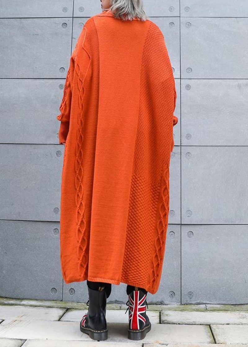 Vêtements D'extérieur Amples En Tricot D'hiver Taille Plus Orange Esthétiques - Orange