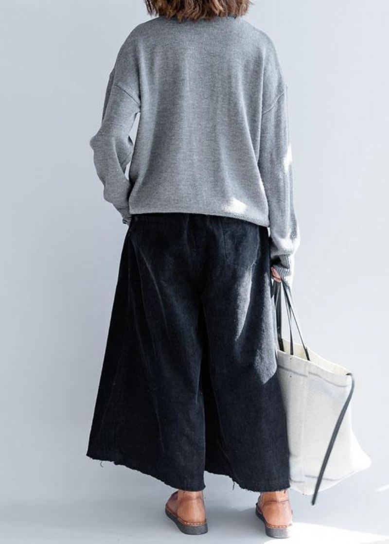 Vêtements Tricotés Gris Pour Le Travail Pulls Tendance Grande Taille Avec Poches À Col Rond - Gris