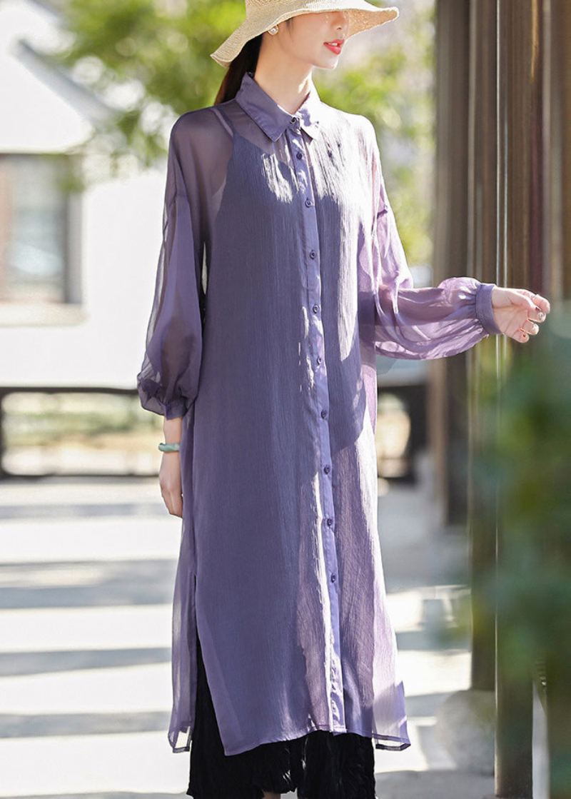 Violet 2024 Upf 50+ Tulle Long Cardigans Manches Longues - Violet