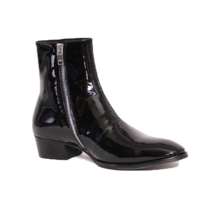 Bottes Chelsea En Cuir Véritable Pour Hommes À Fermeture Éclair Classiques Et Confortables Formelles D'affaires Britanniques - Noir