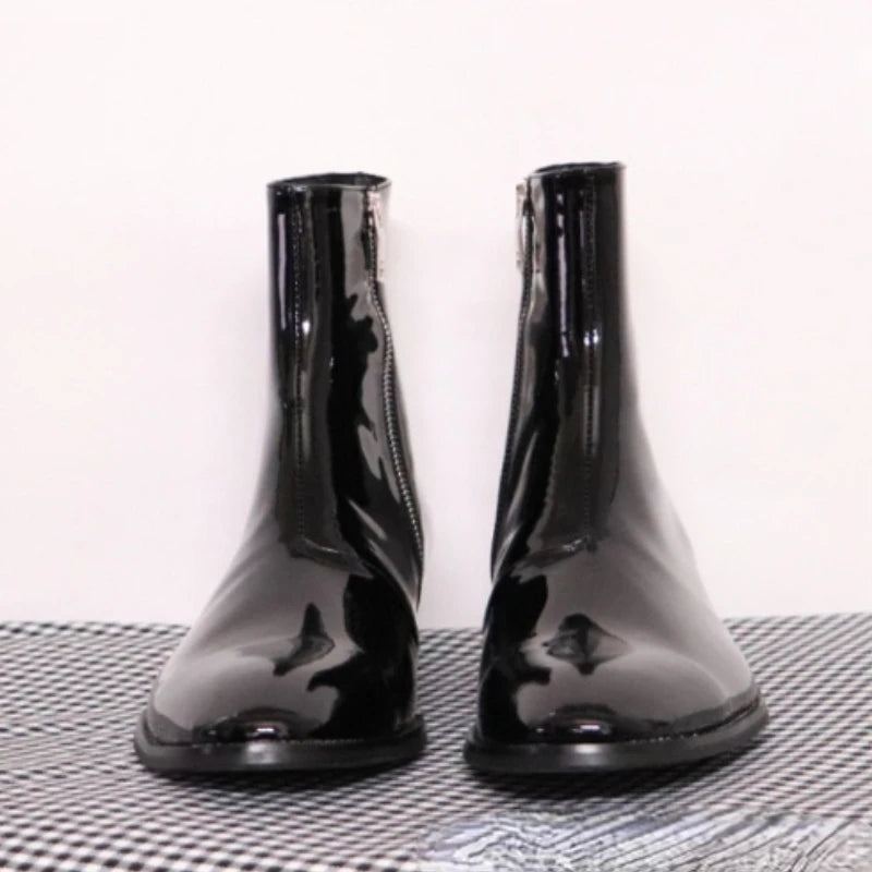 Bottes Chelsea En Cuir Véritable Pour Hommes À Fermeture Éclair Classiques Et Confortables Formelles D'affaires Britanniques - Noir