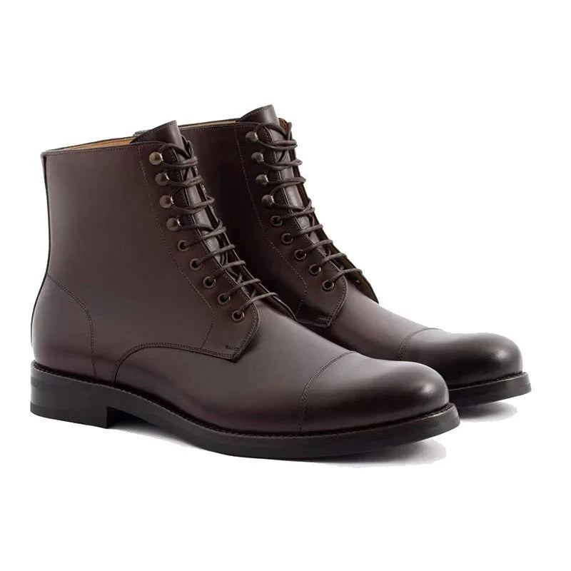 Bottes En Cuir Véritable Pour Hommes Chaussures De Styliste Faites À La Main - Noir