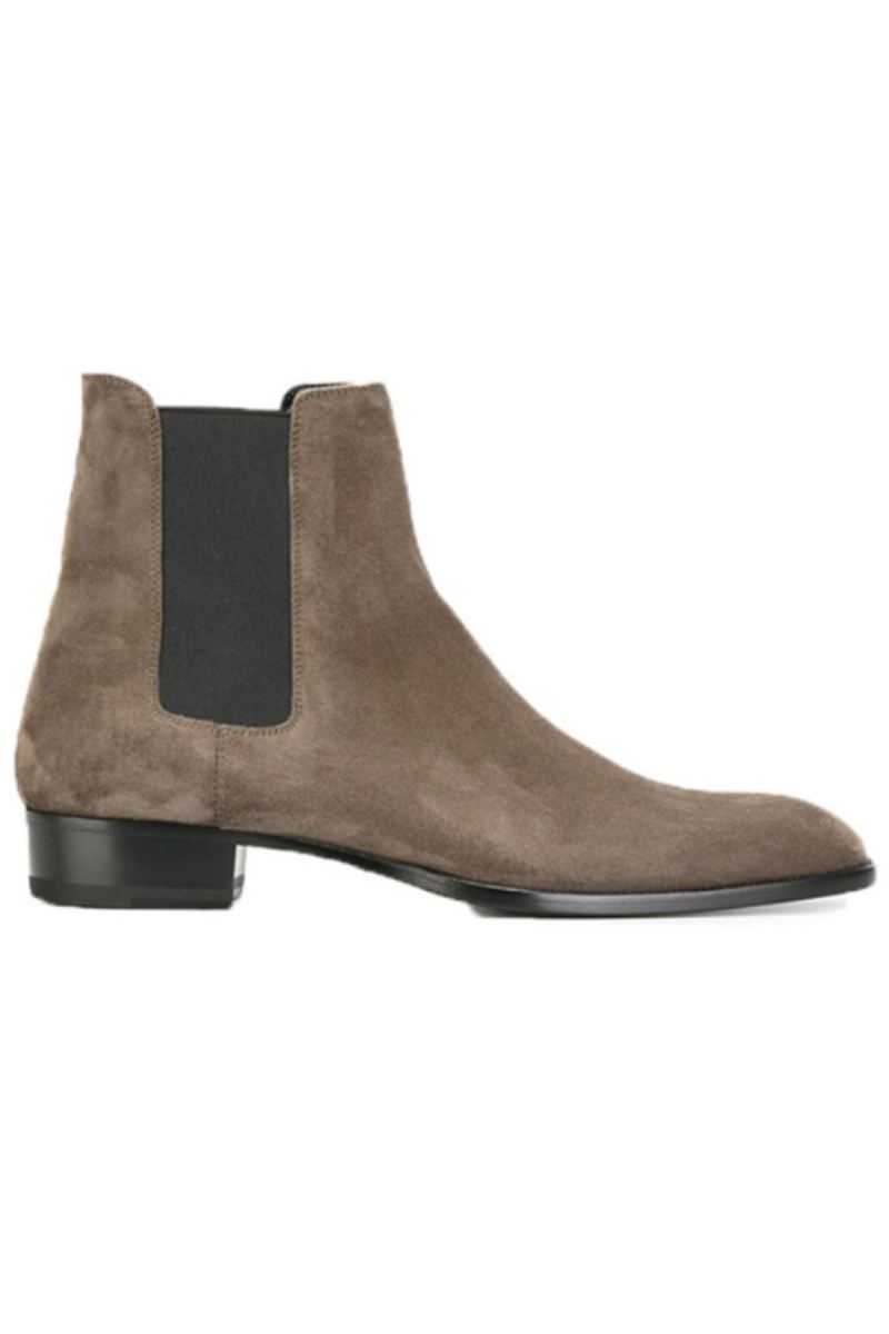 Bottes En Daim Chelsea D'hiver Faites À La Main De Luxe À Enfiler Coupe Cintrée Cool Pour Hommes