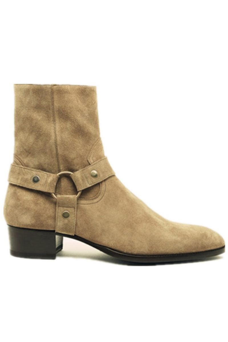 Bottes En Daim À Sangle À Boucle Pour Hommes Harry De Qualité Faites À La Main