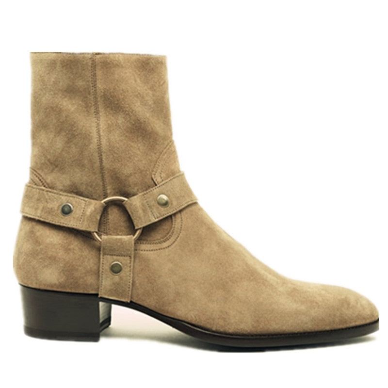 Bottes En Daim À Sangle À Boucle Pour Hommes Harry De Qualité Faites À La Main - Chameau