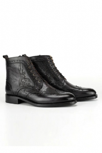 Bottes Habillées Pour Hommes En Cuir De Veau Pleine Fleur Style De Rue Chaussures Faites À La Main