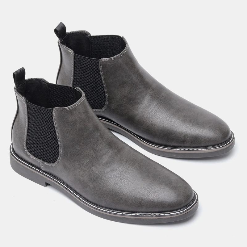 Bottes Homme Confortables En Cuir - Gris