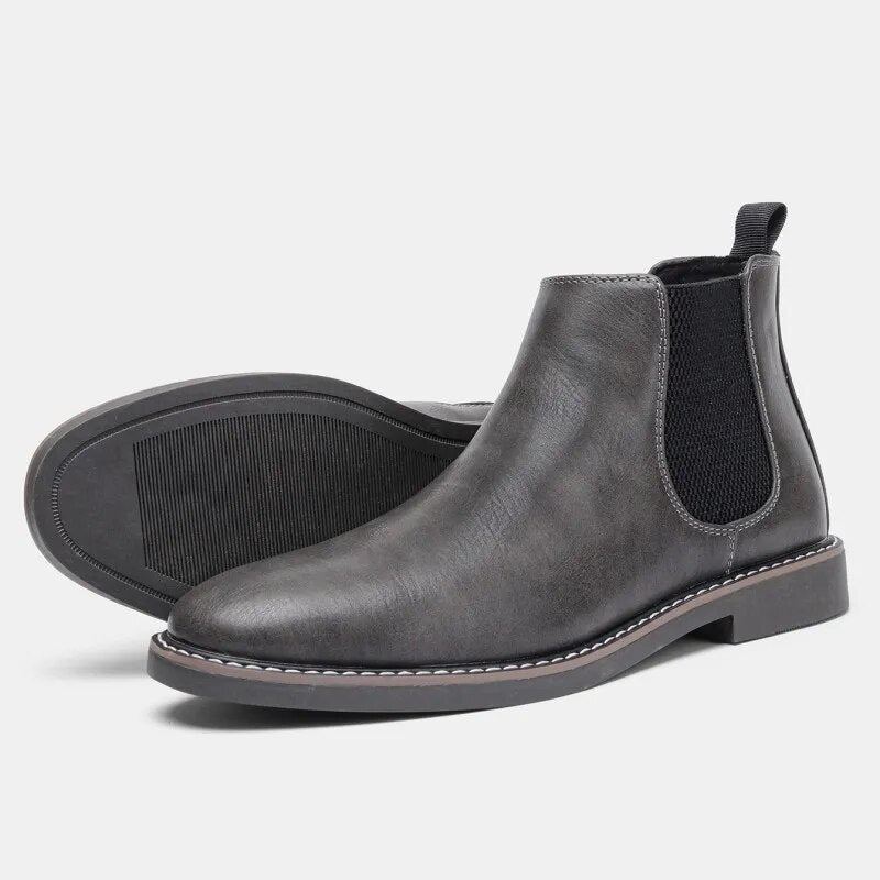 Bottes Homme Confortables En Cuir - Gris