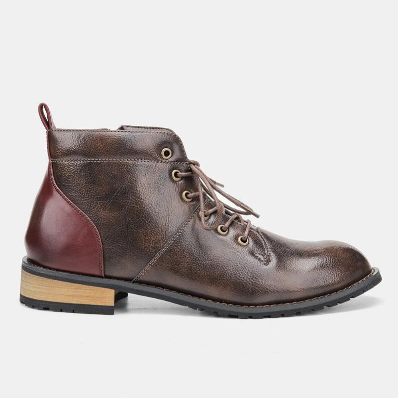 Bottes Pour Hommes Chaussures Décontractées Confortables Bottines En Cuir De Printemps - Marron