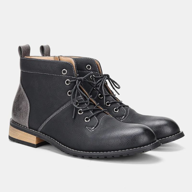 Bottes Pour Hommes Chaussures Décontractées Confortables Bottines En Cuir De Printemps - Marron