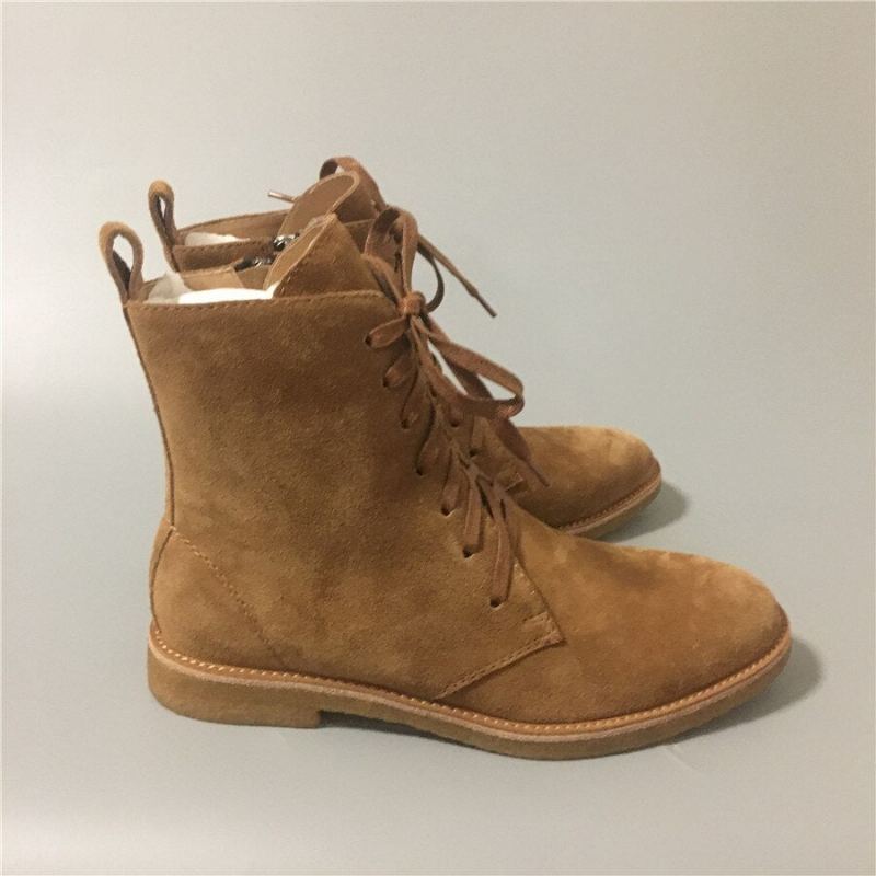 Bottes Montantes À Lacets En Cuir Véritable Et Daim Chelsea Pour Hommes Martin Militaires De Luxe Faites À La Main - Brun