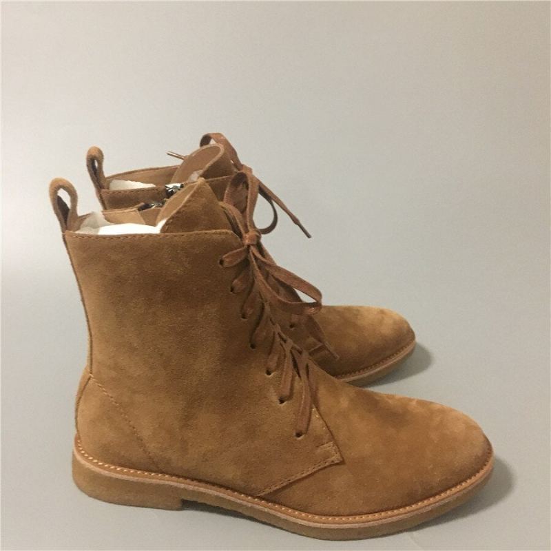 Bottes Montantes À Lacets En Cuir Véritable Et Daim Chelsea Pour Hommes Martin Militaires De Luxe Faites À La Main - Brun