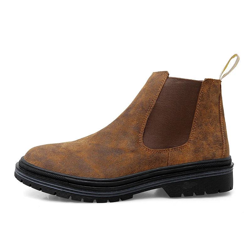 Bottines Chelsea En Cuir Véritable Hommes Botas Automne Hiver Botte - Marron