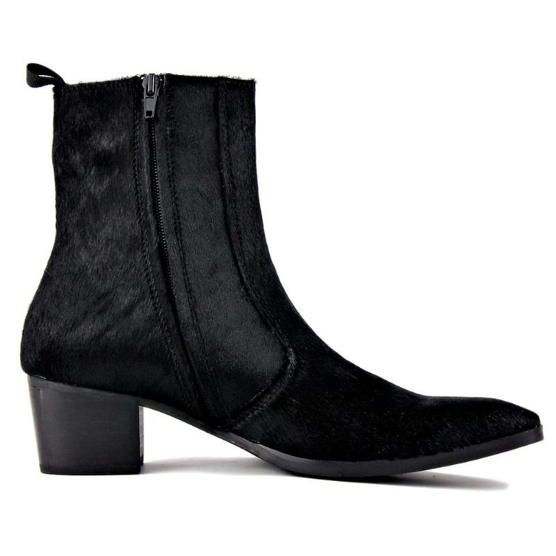 Bottines Chelsea Pour Hommes Bottes En Cuir De Cheval Véritable Avec Fermeture Éclair Latérale Chaussures De Créateur - Noir