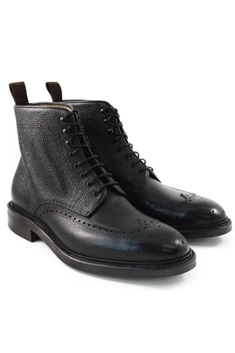 Brogue À Lacets Hiver Hommes Bottes Chaussures Ajouter Velours De Travail En Cuir Véritable Concepteur Antidérapantes