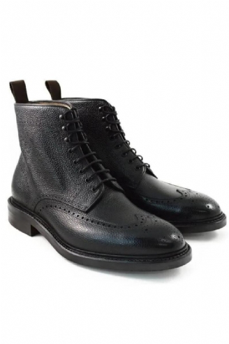 Brogue À Lacets Hiver Hommes Bottes Chaussures Ajouter Velours De Travail En Cuir Véritable Concepteur Antidérapantes