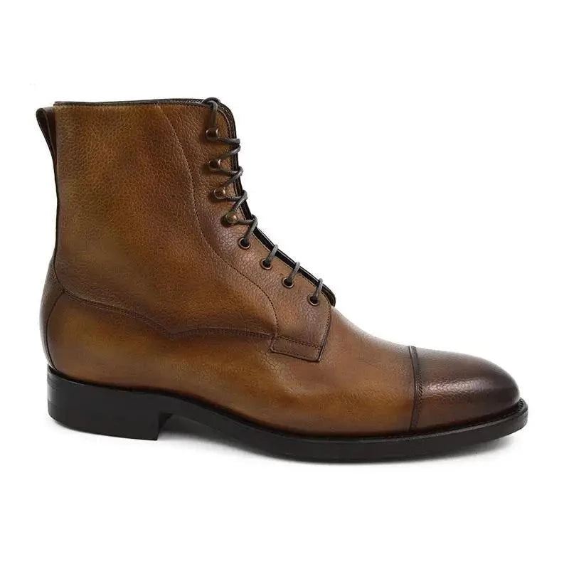 Chaussures D'hiver En Velours Pour Hommes Bottes De Travail À Lacets Meilleures De Styliste En Cuir Véritable Antidérapantes - Marron