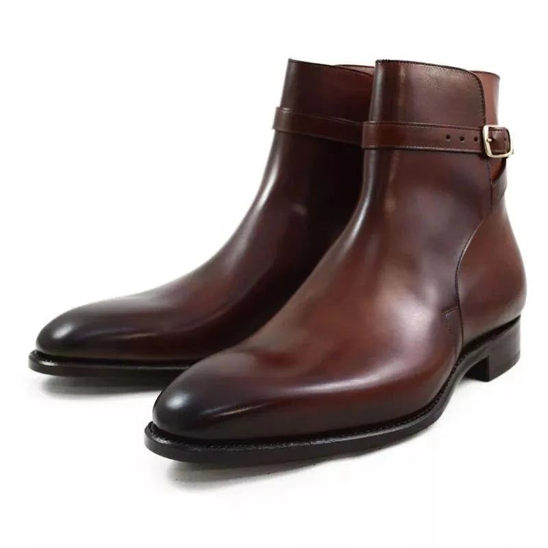 Chelsea Cuir Fait À La Main Hiver Hommes Bottes Chaussures Ajouter Velours Travail De Base Concepteur Hautes - Marron