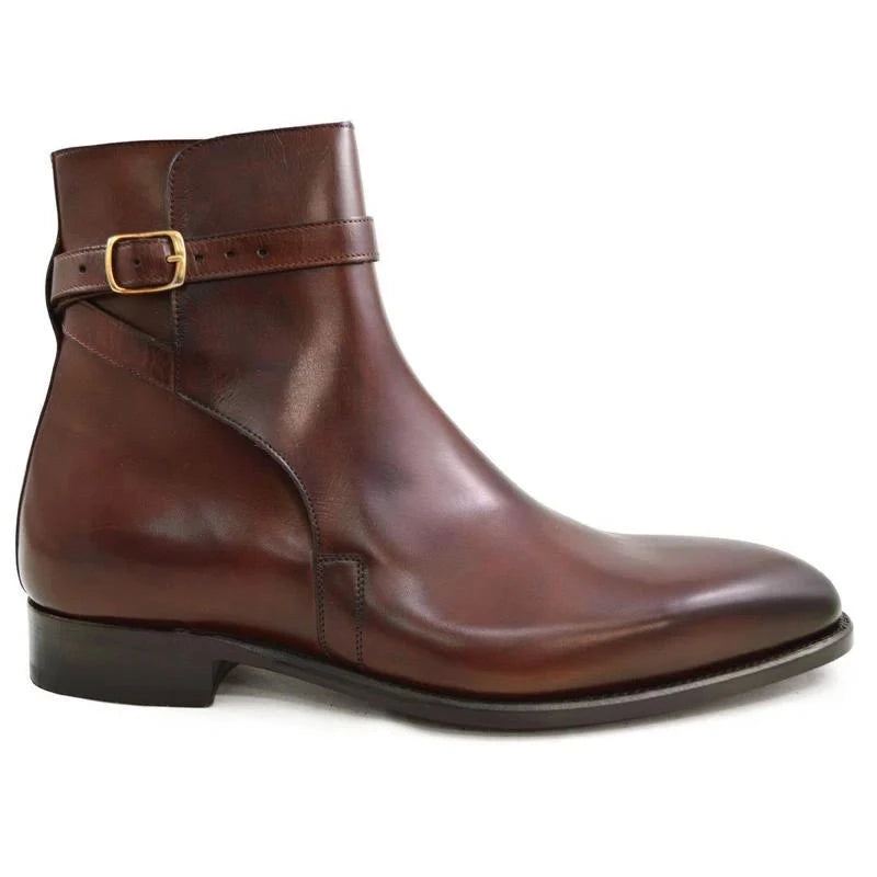 Chelsea Cuir Fait À La Main Hiver Hommes Bottes Chaussures Ajouter Velours Travail De Base Concepteur Hautes - Marron