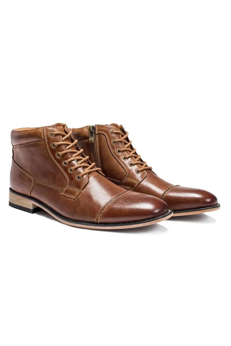 Hommes Bottes Classique En Cuir Véritable Décontracté Chaussures Hautes Automne Hiver Chukka Bottine