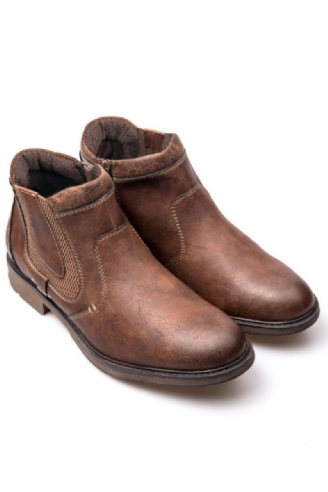 Hommes Bottes En Cuir Automne Hiver Style Vintage Cheville Courte Chelsea Botte Homme Chaussures