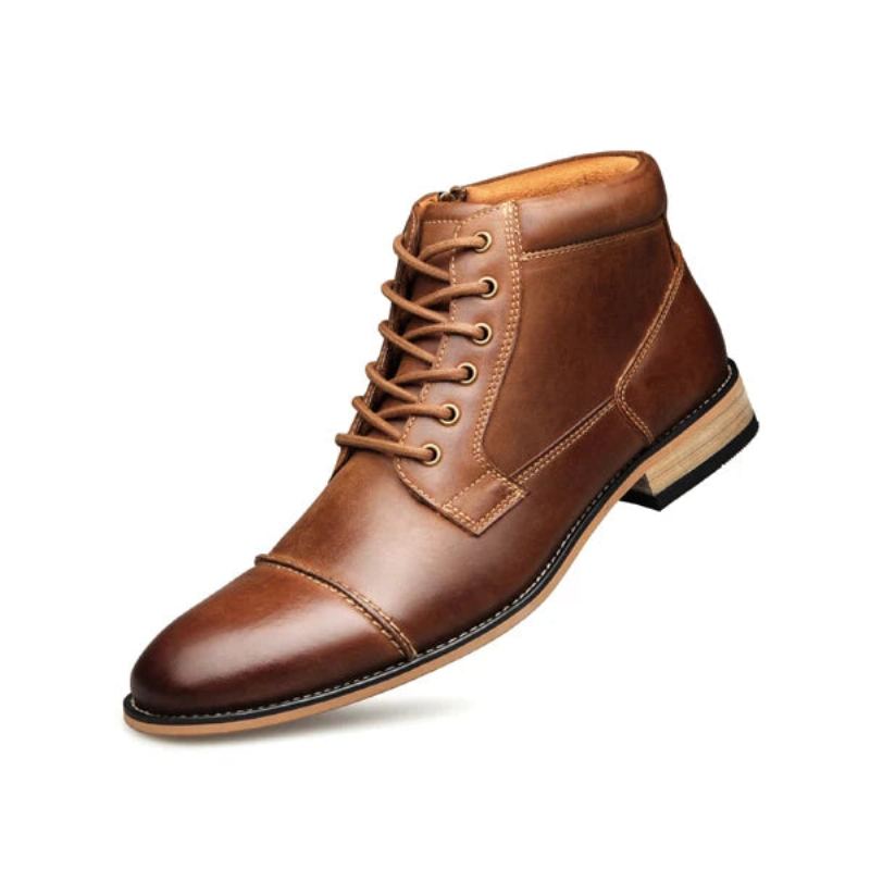 Hommes Bottines À La Main Chelsea En Cuir Véritable Bottes Décontracté Hautes - Marron