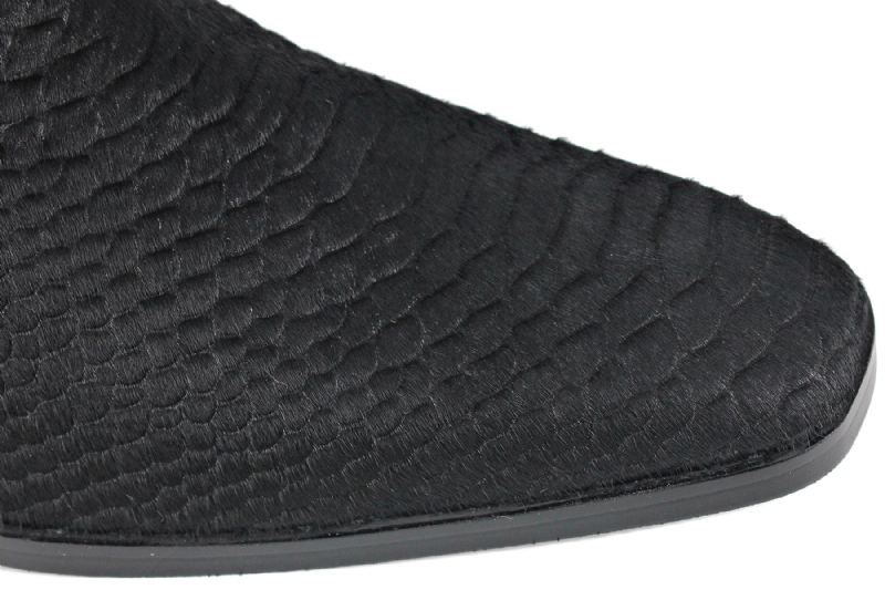 Hommes Chelsea Bottines En Cuir De Cheval Véritable Imprimé Crocodilien Botte De Crin De Avec Bottes À Talons À Glissière Latérale Chaussures De Créateur - Noir