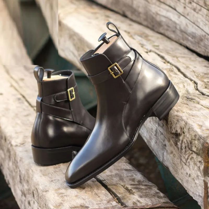 Solide Chelsea Hiver Hommes Bottes Chaussures De Travail Ajouter Velours De Créateur En Cuir Véritable - Noir