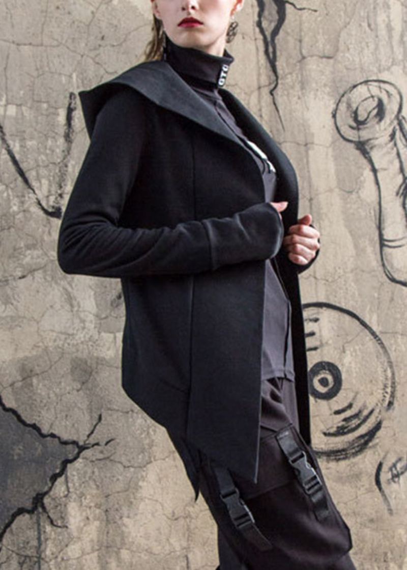 Art Black Manteau À Capuche En Coton Zippé À Manches Longues - Manteaux d'hiver femmes