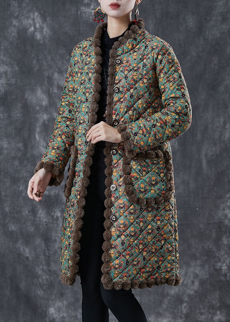 Art Green Manteau Polaire Chaud Imprimé Surdimensionné Hiver