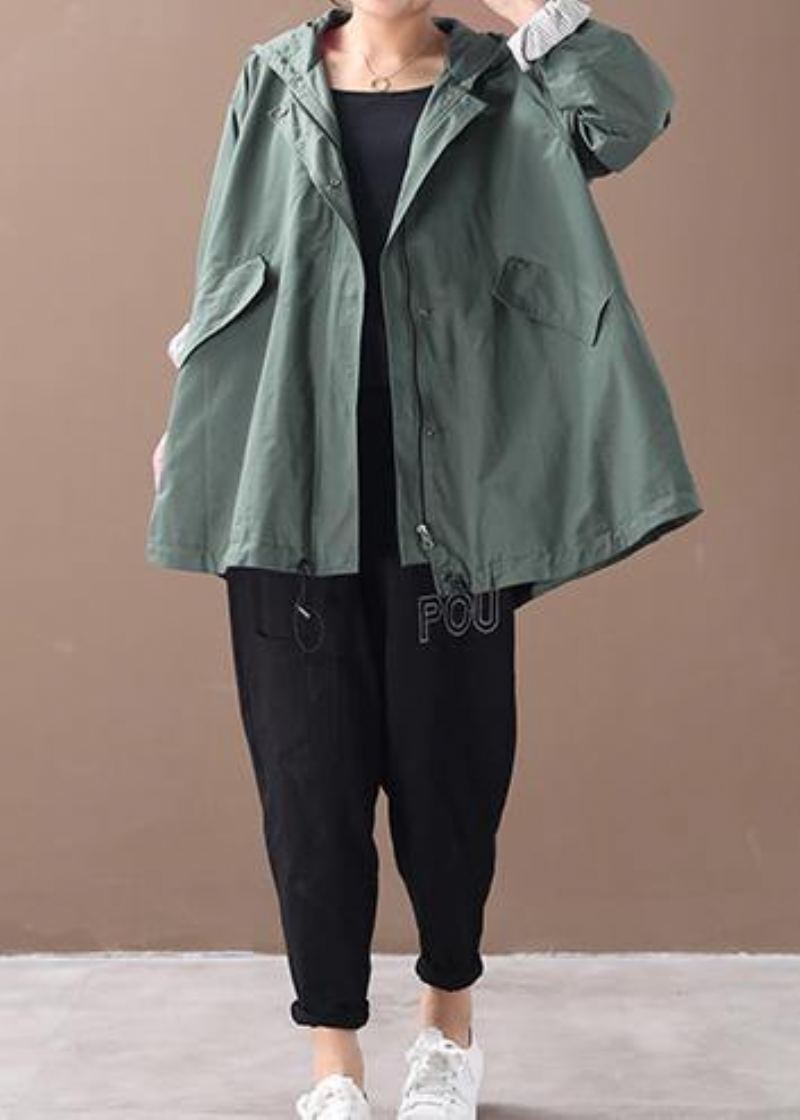 Baggy À Capuche Moderne Vêtements Grande Taille Pour Femmes Silhouette Verte D'hiver - Vert