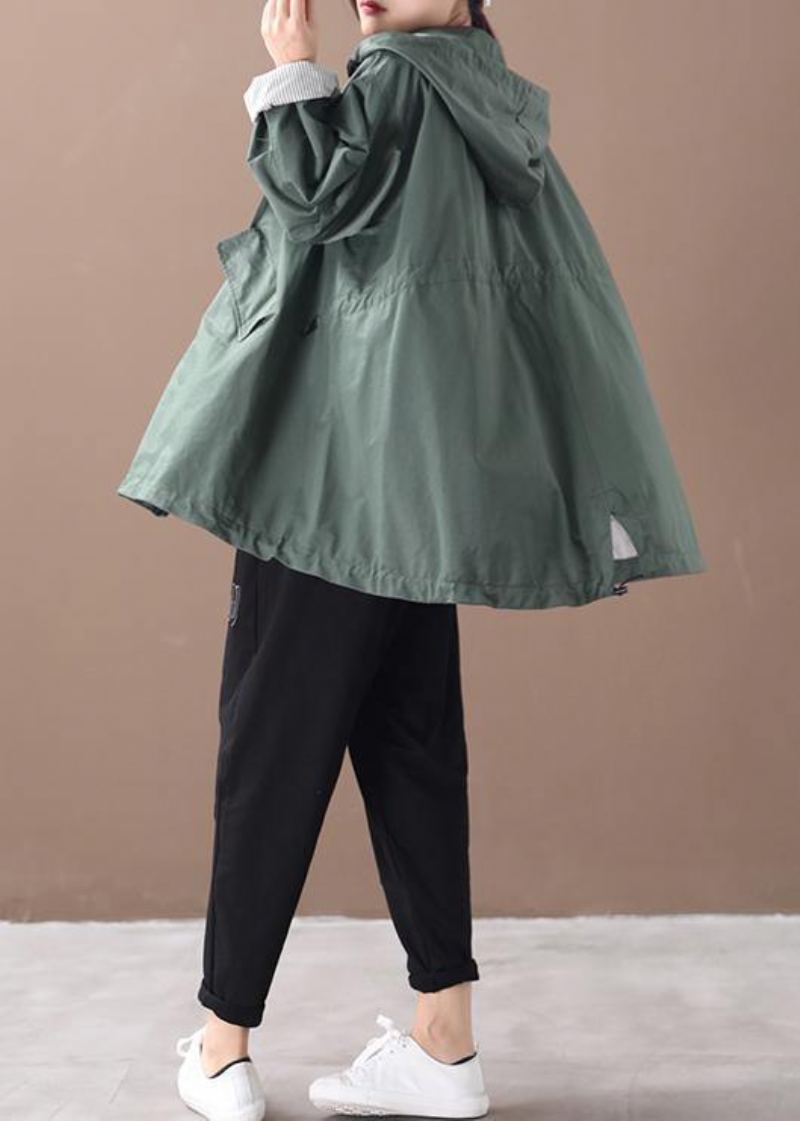 Baggy À Capuche Moderne Vêtements Grande Taille Pour Femmes Silhouette Verte D'hiver - Vert