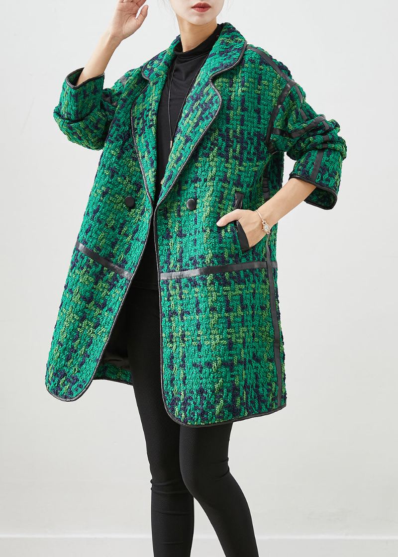 Beau Manteau En Coton Patchwork Surdimensionné Vert Vêtements D'extérieur Automne