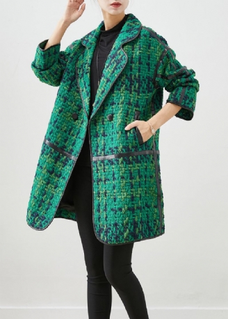 Beau Manteau En Coton Patchwork Surdimensionné Vert Vêtements D'extérieur Automne