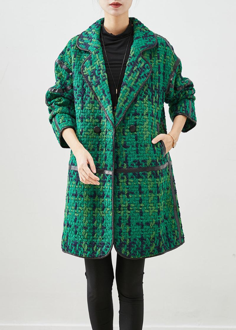 Beau Manteau En Coton Patchwork Surdimensionné Vert Vêtements D'extérieur Automne - Manteaux d'hiver femmes