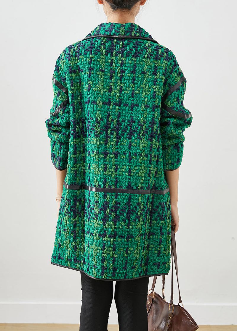 Beau Manteau En Coton Patchwork Surdimensionné Vert Vêtements D'extérieur Automne - Manteaux d'hiver femmes