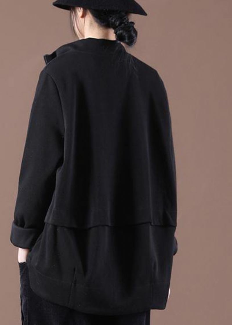 Beau Manteau Court Trench Noir Zippé - Noir