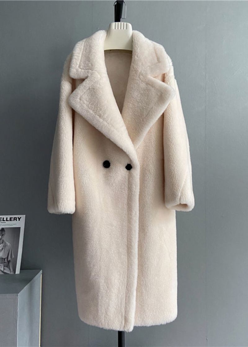 Boutique Ample Rose Poches Crantées Bouton Manteau En Laine Hiver - Manteaux d'hiver femmes