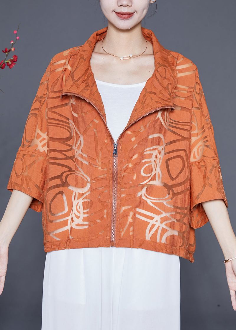 Boutique Orange Surdimensionné Évider Coton Manteau Manches Chauve-souris - Manteaux d'hiver femmes