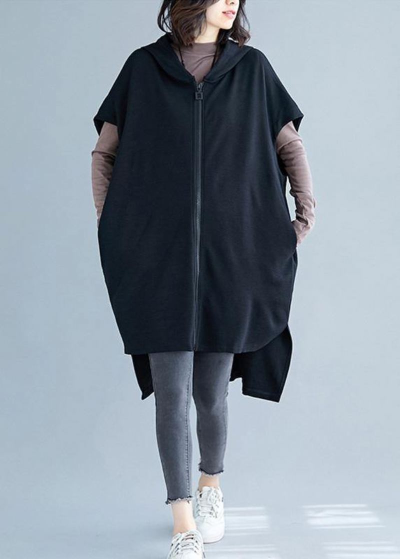 Boutique Vêtements Grande Taille Vestes D'hiver D'automne Manteaux En Coton À Capuche Noirs - Manteaux d'hiver femmes