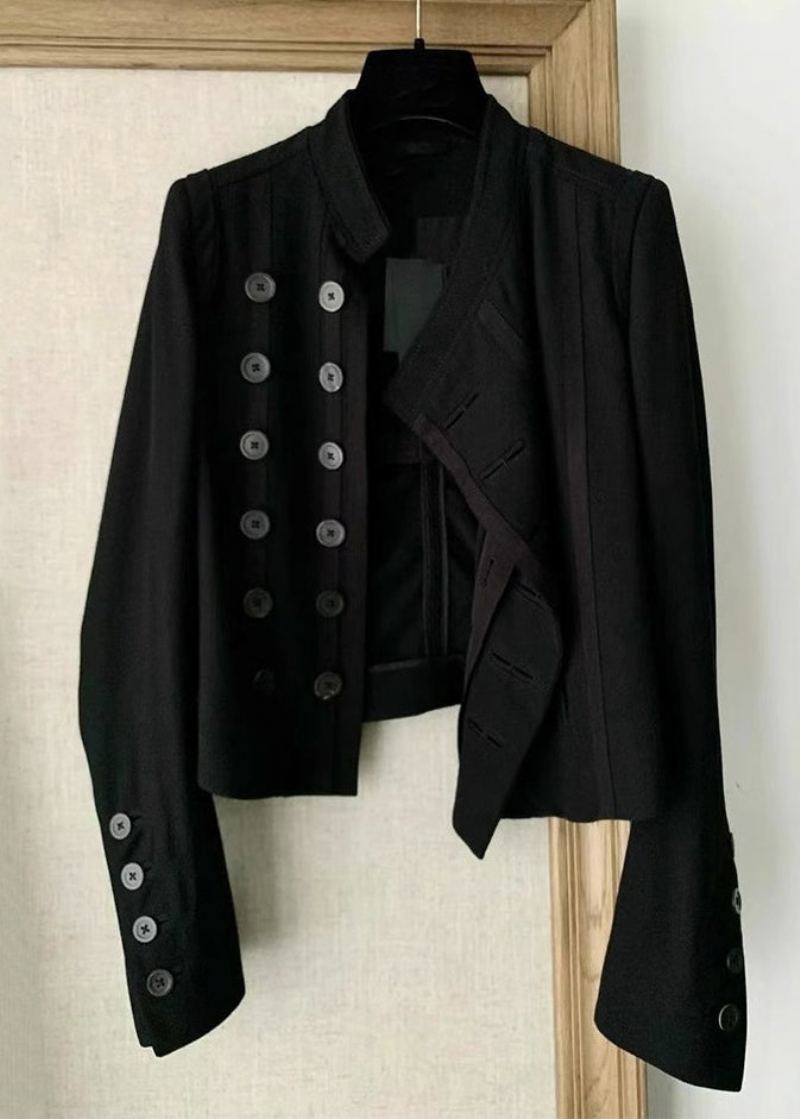 Élégant Manteau En Coton Patchwork Bouton Noir À Manches Longues