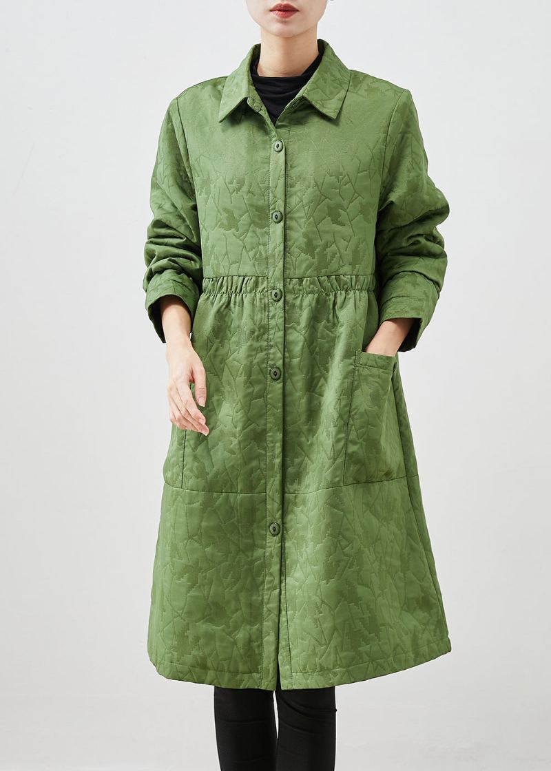 Femmes Herbe Vert Surdimensionné Patchwork Fin Coton Rempli Manteaux Hiver - Manteaux d'hiver femmes