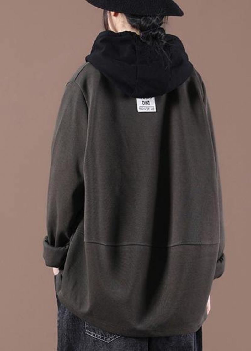 French Chocolate Pockets Printemps Sweats À Capuche Outwear - Noir