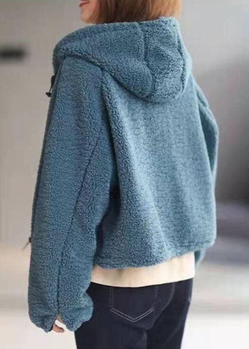 Magnifique Manteau D'hiver En Fausse Fourrure À Capuche Bleu Paon - Manteaux d'hiver femmes