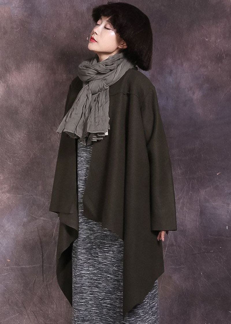 Manteau Asymétrique Uni Vert Thé Ajusté Printemps - Manteaux d'hiver femmes