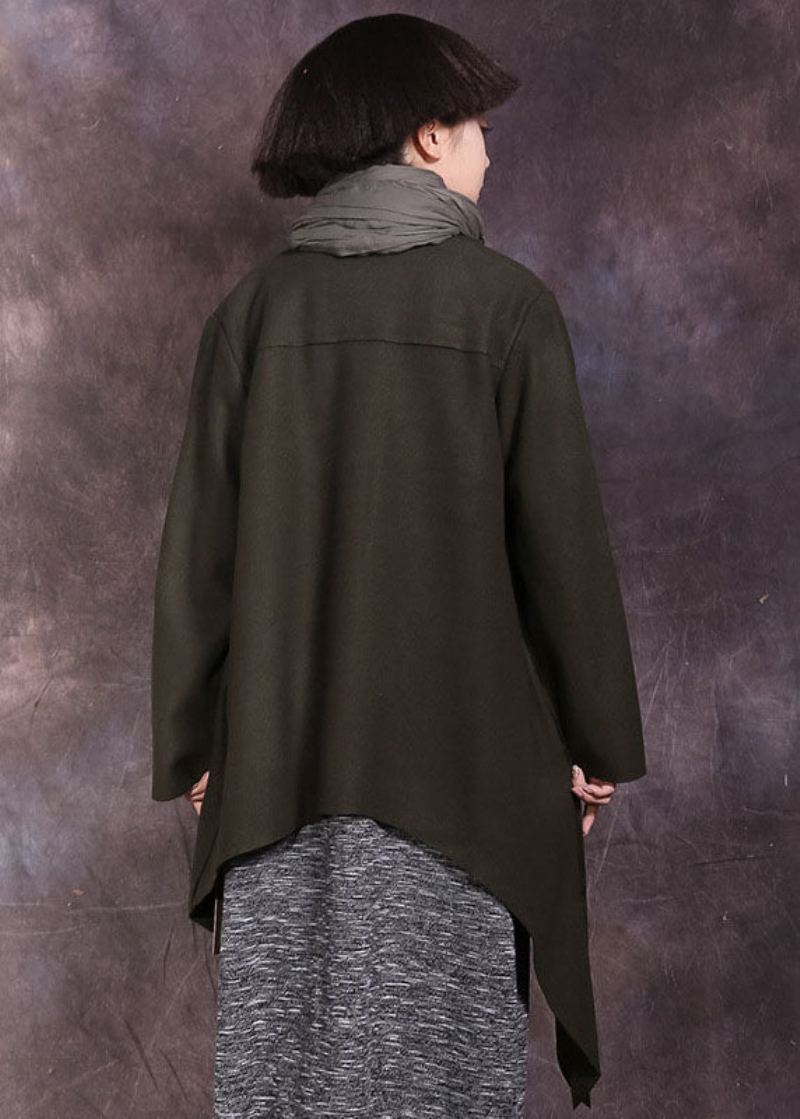 Manteau Asymétrique Uni Vert Thé Ajusté Printemps - Manteaux d'hiver femmes