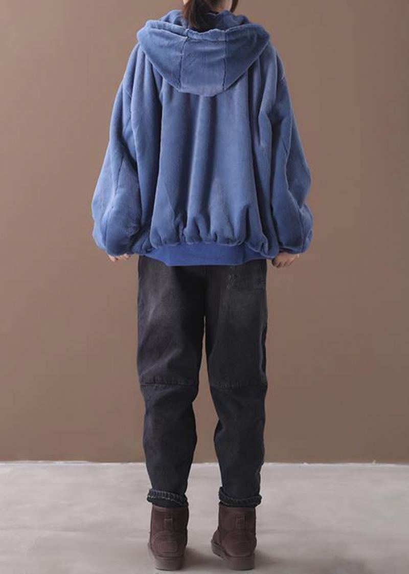 Manteau À Capuche Élégant Tenue D'hiver À La Mode Silhouette Bleue - Kaki