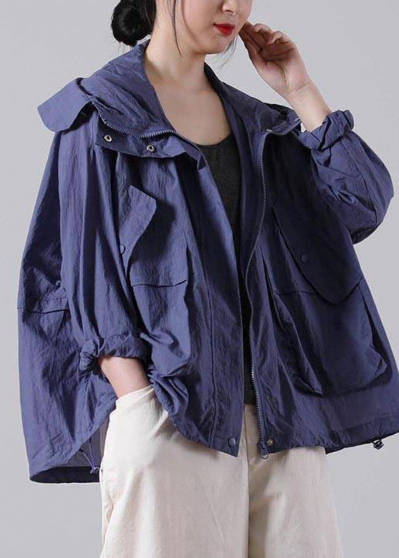 Manteau À Capuche D'été Violet Bas Haut Upf 50+ - Blanc