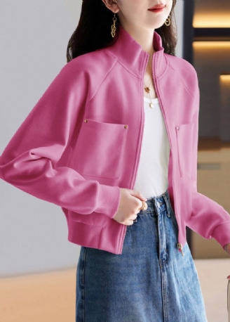 Manteau En Coton Avec Poches Zippées Rose Français Vêtements D'extérieur Printemps