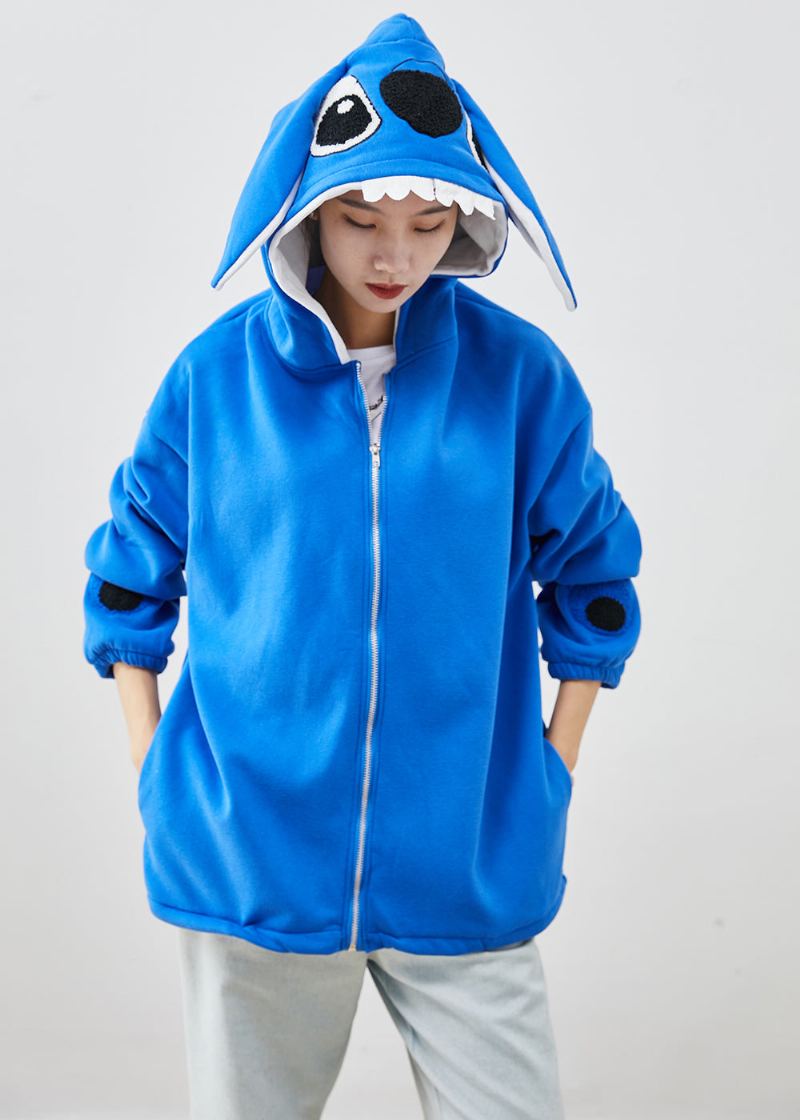 Manteau En Coton À Capuche Bleu À La Mode Automne - Manteaux d'hiver femmes